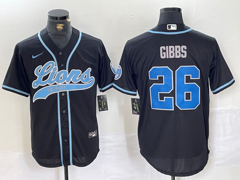 Men's Detroit Lions Jahmyr Gibbs #26 Black Jersey